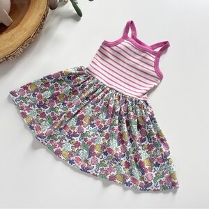 Boden Ribbed Tank Top Floral Bottom Summer Dress | 2-3y